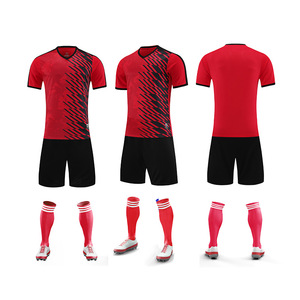 Wholesale OEM Custom Unisex <b>Soccer</b> Jersey Sets V-neck Short Sleeve Heat-Transfer Printed 100% Polyester Breathable - Product Image 4