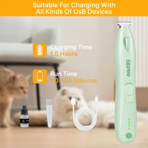 LILIPRO新しいペットの猫と犬の足の毛トリマーLEDライトプロフェッショナル2スピード充電式リチウムイオンバッテリーペットの足のトリマー