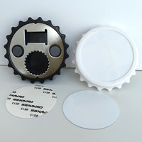 Vente en gros de produits par sublimation, ouvre-bouteille magnétique en plastique en forme de bouchon personnalisé blanc vierge