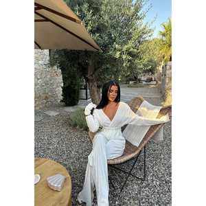 White Crinkle High Quality Two-Piece Set Cropped Knitting Top Long <b>Skirt</b> Size XS-5XL Solid Printed Pattern <b>Summer</b> Collection - Product Image 1