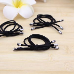 Coleteros Negros con Extremos Metálicos, Bandas Elásticas para el Cabello con Nudos para Uso Diario, Accesorios para el Cabello para Mujeres y Niñas - Product Image 1