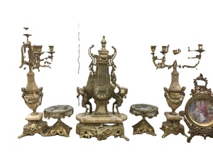 <span class=keywords><strong>2025</strong></span> mới AY đầy đủ thiết lập sang trọng cổ điển trang trí nội thất đồng thau thiên thần bảng đồng hồ và Alabaster nến - Product Image 3