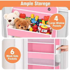 Organizador para colgar sobre la puerta de 4 niveles con 6 bolsillos laterales para habitación infantil, dormitorio o cuarto de niños - Product Image 4