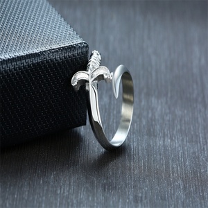 Punk Style High Polished Dagger Shaped <b>Ring</b> Curved Sword Stainless Steel <b>Ring</b> for <b>Men</b> - Product Image 2