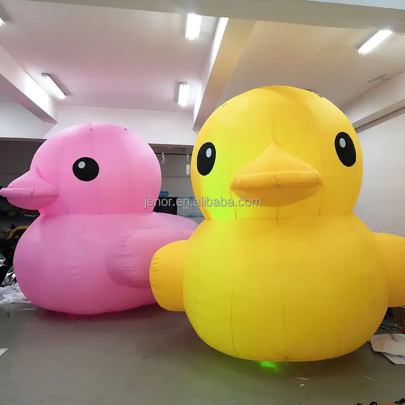 Outdoor event advertising cute inflatable duck cartoon with light for decoration