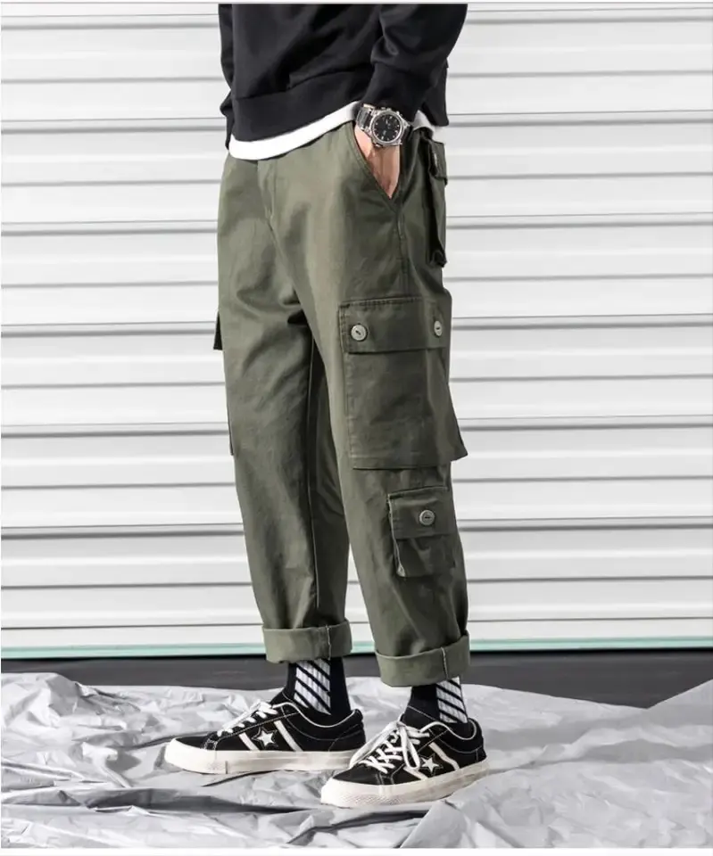 2023 Latest Design Zip Off Track Pants Multi Pockets Cotton Straight Pants For Men Khaki Trousers Cargo Pants