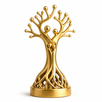 Trophée Figurine en Or Poli Écologique avec Design Arbre en Cristal et Globe, Impression UV, Récompense Métallique pour Cérémonie de Remise des Prix