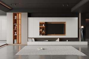 Modern Luxury Solid Wood <b>TV</b> Stand Simple Design Wall-Mounted <b>Unit</b> for Living Room Apartment <b>Bedroom</b> Hotel with Full Wall Storage - Product Image 2