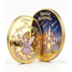 Custom UV Animal Glitter Magic Sprite Tooth Fairy 3D Painted Enamel Commemorative Challenge Coin Dual-Sided Kids Keepsake Coin - Product Image 2