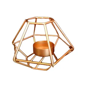 크고 작은 금속 육각 봉헌 촛불 중심 테이블 장식을위한 현대 기하학적 골드 Tealight 홀더