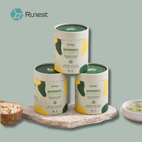 Tube en carton recyclable de haute qualité pour grains de café, durable, pour poudre de matcha Baobab, tube en papier de qualité alimentaire avec couvercle métallique