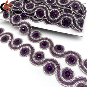 Adorno Decorativo para <span class=keywords><strong>Vestidos</strong></span> de Fiesta, Cuentas de Resina Moradas y Transparentes, Adorno de Pedrería Termoadhesivo - Product Image 1