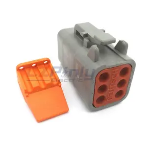 6 Position 250VDC Gray 1.02mm Pin Dia DTM Series DTM06-6S Connector Housing