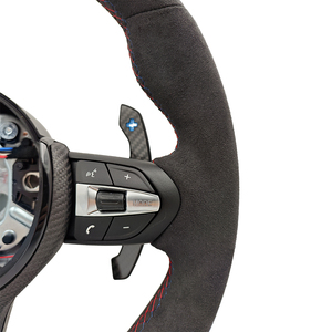Volant en Alcantara avec garniture en carbone sec et éclairage LED pour <span class=keywords><strong>BMW</strong></span> F10 F11 F07 F20 F22 F30 F36 X5 F15 X6 F16 X3 F25 X4 F26 M3 F80 - Product Image 5