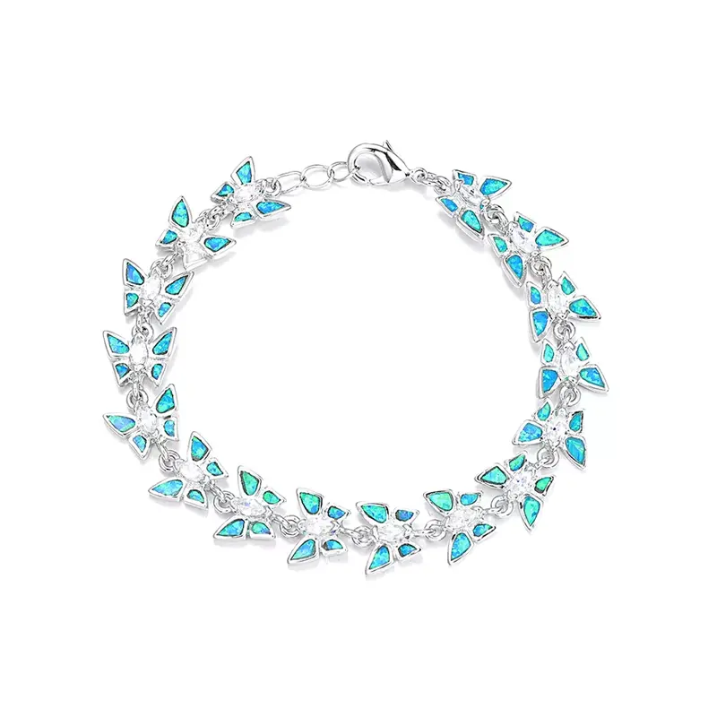 XYOP Wholesale 925 Sterling Silver Bracelet Charm Jewelry Green Opal Bangle For Women