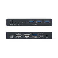 Commutateur KVM HDMI 2 ports pour 2 ordinateurs, 4K 60Hz, avec 4 ports USB, partageant 1 moniteur, un clavier, une souris et une imprimante