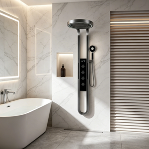 Set <span class=keywords><strong>Doccia</strong></span> con Pannello e Doccetta, Rubinetti Termostatici, Getti Massaggianti, Monocomando, Luce Ambientale LED, per Hotel - Product Image 1