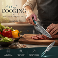 67-laags Damascus VG10 staal ambidexter modern minimalistisch koksmes Santoku-stijl groentehakmes vleesmes