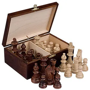 批发流行高品质仿古木制折叠板游戏棋子套装木箱斯汤顿象棋