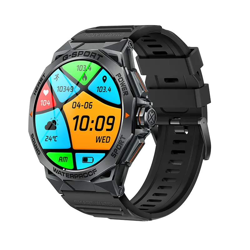 Novo K62 Bluetooth Talk 1,43 polegadas tela AMOLED HD clima música frequência cardíaca smartwatch multi-esporte