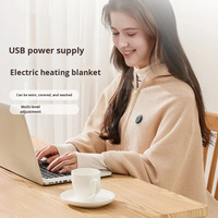 Manta Eléctrica Térmica Portátil USB de Vellón Coral Acolchado con Temperatura Ajustable, Bajo Voltaje y Protección contra Sobrecalentamiento para Coche