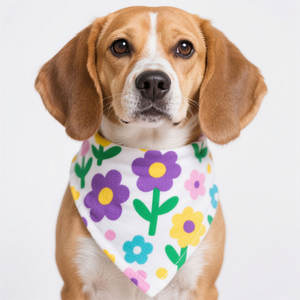 أوشحة للحيوانات الأليفة مطبوعة حسب الطلب، إنتاج مباشر من المصنع، تصميم عصري بحد أدنى منخفض للطلب، باندانا للكلاب مخصصة من القطن والبوليستر مع شعار مخصص - Product Image 2