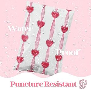 Sobres de Poliéster para Envíos, Paquete de 100, Bolsas de Envío Resistentes al Agua con Cierre Autoadhesivo, Sobres de Correo Resistentes a Desgarros con Diseño de Lazos Rosas - Product Image 3