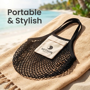 Hot Selling Cotton Mesh Tote Bag Large Capacity Travel Beach Bag Portable Women Handbag with Inner Pocket - Product Image 3