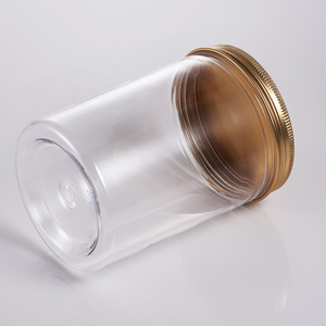 ภาชนะบรรจุอาหารสัตว์เลี้ยงพลาสติกใสทรงกลม เส้นผ่านศูนย์กลาง 85 มม. ฝาอลูมิเนียมสีทอง บรรจุภัณฑ์ทั่วไป - Product Image 1