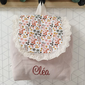 Mochila Personalizada con Botón Magnético Adorable, Mochila con Cordón Floral con Volantes, Mochila Dulce de Algodón - Product Image 2