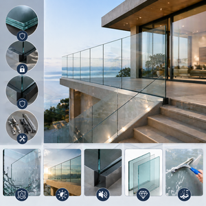 Balustrade en <span class=keywords><strong>verre</strong></span> <span class=keywords><strong>trempé</strong></span> structurel sans cadre pour escalier, balcon, terrasse, clôture de <span class=keywords><strong>piscine</strong></span> - Product Image 5