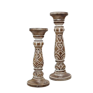 Ensemble de chandeliers rustiques en bois sculpté, support décoratif pour bougies de table, pour salon, mariage, décoration intérieure, centre de table - Product Image 1