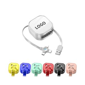 Retractable 3 in 1 <b>Usb</b> <b>Cable</b> Custom Logo Multi Phone Charger Fast <b>Charging</b> Data <b>Cable</b> with Holder - Product Image 3
