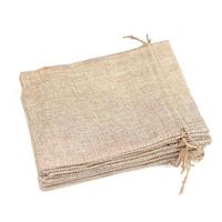 Petites pochettes en lin naturel pour cadeaux, sacs en toile de jute avec cordon de serrage pour emballage de bijoux