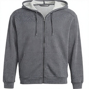 Sudadera con capucha gris personalizada para hombre, con cremallera completa, de punto tipo jersey, anti-bolitas, cálida, estilo casual urbano para otoño, tipo jersey/pullover. - Product Image 3