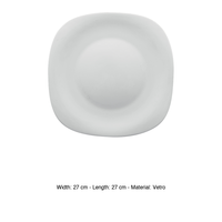 Assiette carrée Parma 27 × 27 cm en verre blanc Bormioli Rocco
