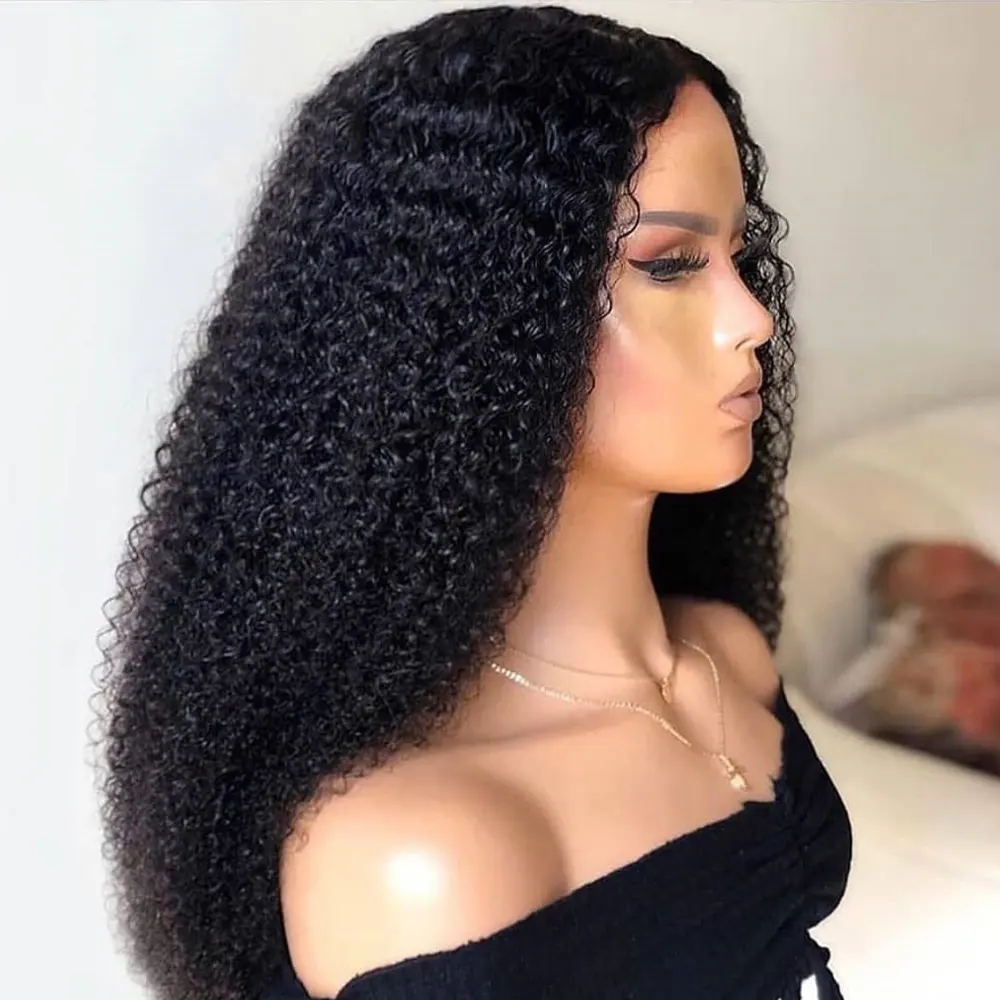 Wholesale Kinky Curly Raw Brazilian Virgin Human Hair Lace Front Wigs For Black Women Cheap Hd Full Lace Frontal Closure Wig
