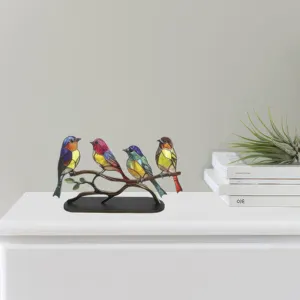 Decoração de mesa de pássaros coloridos para decoração de casa Artes e ofícios em acrílico