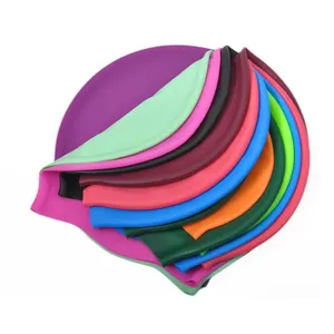 قبعة سباحة من السيليكون XL بشعار مخصص للشعر الطويل أو قبعة السباحة ذات القفل المجدل للنساء والرجال والفتيات