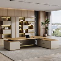 Bureau de direction modulaire multifonctionnel en bois moderne de luxe haut de gamme en forme de L pour PDG, directeur, cadre supérieur
