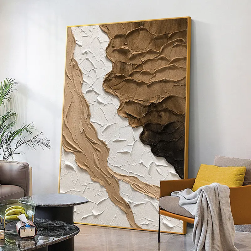 Aangepaste Moderne Muur Kunst Landschap Golven Schilderen Handgeschilderde Abstracte Dikke Getextureerde Canvas Olieverf Voor Woonkamer Decor