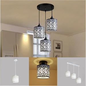 Quan Yu Minimalist Pendant <b>Light</b> 3-Head LED Iron Lampshade Black Ceiling Fixture For Home <b>Dining</b> Room Bar Counter Lighting - Product Image 1