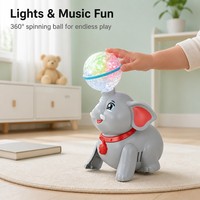 Jouet éléphant dansant LED avec boule rotative, robot musical tournant avec lumière et son pour les tout-petits, cadeau de Noël, fête d'enfants