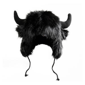 Unisex Halloween decoración divertida cabeza de <span class=keywords><strong>toro</strong></span> sombrero invierno cálido Mao Lei Feng sombrero grande negro <span class=keywords><strong>Toro</strong></span> demonio rey fiesta sombrero festivo - Product Image 5