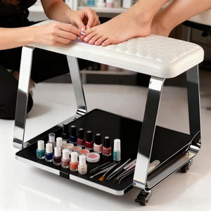 New Pedicure Cart for Nail Art Tech Manicure Pedicure <b>Stool</b> <b>Foot</b> Stand With Wheels and Cushion Essential Tools for Spa Salon - Product Image 1