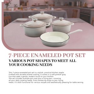 Juego de Ollas de Hierro Fundido Esmaltado Moderno, Juego de Utensilios de Cocina, Olla para Sopa Rosa, Sartén - Product Image 6