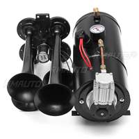 Kit de klaxon pneumatique à 4 trompettes pour camion, train, quad, noir, 170 PSI, 12V, compresseur 3 litres et boîtier 150 dB