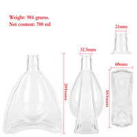 Botol Kaca Kosong Unik Berkualitas Tinggi 700ml dengan Penutup Gabus, Cetak Sablon Logo Kustom, Ukuran Kustom untuk Wine, Brandy, Gin, Whisky, Vodka