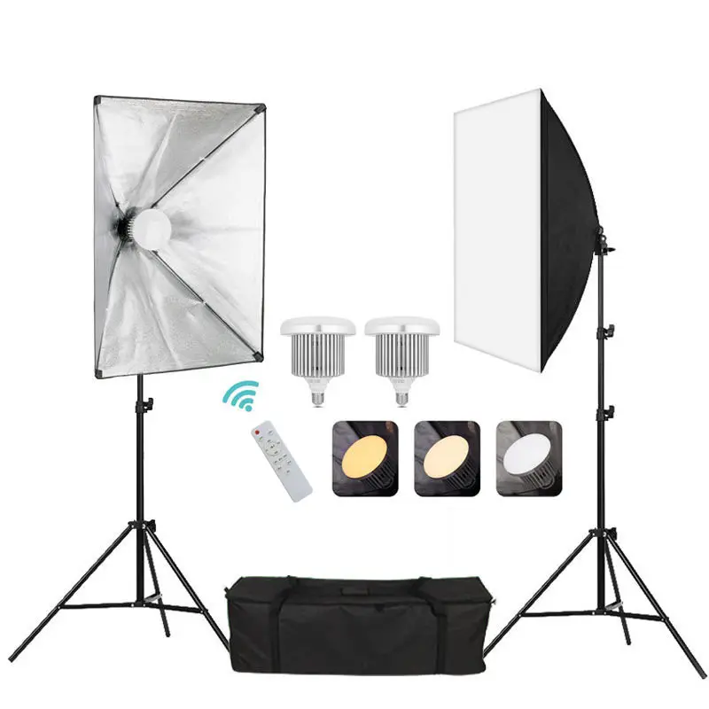 2x3M sfondo Softbox Set 50*70cm lampadina a LED con telecomando 2.1m treppiede porta borsa morbida scatola scatola per Video fotografici