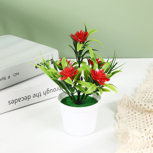 Pot artificiel vert en pot Faux plantes à fleurs 5 petits Lotus vert Simulation bonsaï bureau mariage décoration de la maison - Product Image 4